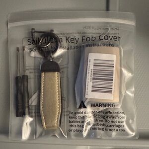 Leather Key Fob Cover in Metallic Gold